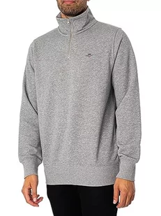 GANT Męska bluza REG Shield Half Zip Sweat, szary melanż, standardowa, szary melanż - Bluzy męskie - miniaturka - grafika 1