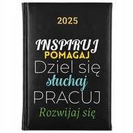 Kalendarze - Kalendarz Książkowy Czarny A5 2025 WSPIERAJ POMAGAJ SŁUCHAJ Terminarz Wzory - miniaturka - grafika 1