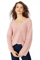 Bluzy damskie - Trendyol Damska bluza z dekoltem w serek, jednokolorowa, oversize, kolor łososiowy, S, Kolor łososia - miniaturka - grafika 1