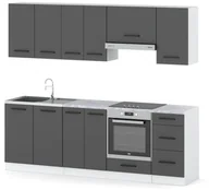 Meble kuchenne - Kuchnia Nowoczesna Z Blatem Pojemna Mokka Plus 2.4m Modułowa Biała Szara - miniaturka - grafika 1