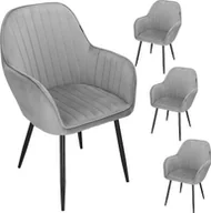 Krzesła - Springos Krzesło tapicerowane z podłokietnikami, zestaw 4 szt. krzesła welurowe do salonu, jadalni szare UNIWERSALNY - miniaturka - grafika 1