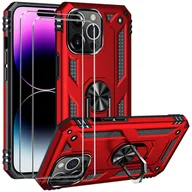 Etui i futerały do telefonów - zestaw ochronny 2 w 1 dla Apple iPhone 7 składa się z 2x szklanej osłony ekranu 9H i 1x silikonowego etui w kolorze czerwonym - miniaturka - grafika 1