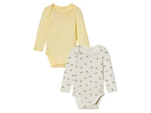 lupilu® Body niemowlęce z bawełny organicznej, 2 sztuki (62-68, Biały/żółty) - Body dla niemowląt - miniaturka - grafika 1