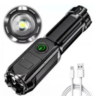 Latarki - GENETIC® LATARKA TAKTYCZNA LED AKUMULATOROWA USB ZOOM MOCNA DIODA XPE - miniaturka - grafika 1