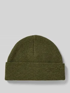 Czapka beanie z szerokim brzegiem i wyhaftowanym logo - Czapki męskie - miniaturka - grafika 1