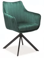 Krzesła - Krzesło obrotowe z podłokietnikami AZALIA VELVET zielony bluvel 78 - miniaturka - grafika 1