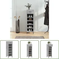 Szafki na buty - The Living Store Szafka na buty betonowa szara 30x35x105 cm materiał drewnopochodny - miniaturka - grafika 1