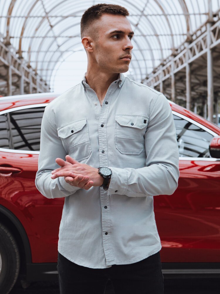 Koszula męska jeansowa niebieska Dstreet DX2578-XXL