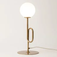 Lampy stojące - Lampka nocna kula Tes 33634 Sigma modernistyczna mleczny klosz złota - miniaturka - grafika 1