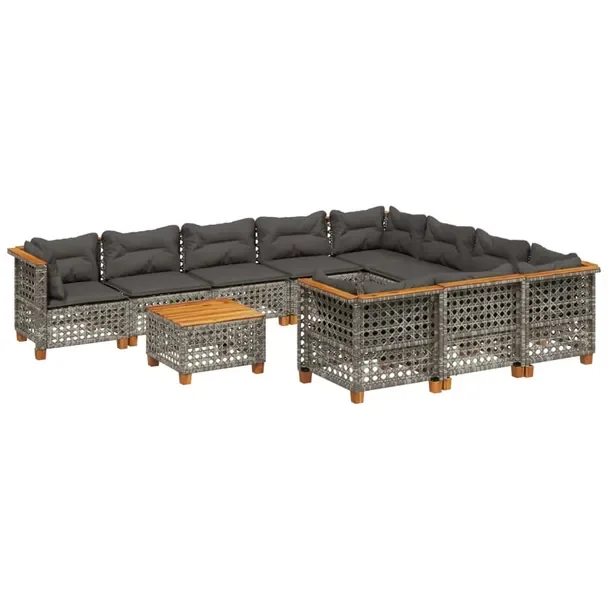 Zestaw mebli ogrodowych modułowych szary rattan PE 63,5 x 63,5 x 62 cm