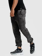 Spodnie męskie - Spodnie Jeansowe Jogger Ze Ściągaczem Męskie Sprane Czarne Jigga Wear Mini Haft Logo L - miniaturka - grafika 1