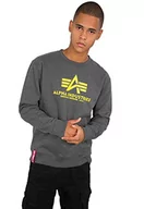 Bluzy męskie - ALPHA INDUSTRIES Męska bluza sportowa z kapturem, nieprzezroczysta, antracytowa, M, Wrzosowy węgiel drzewny, M - miniaturka - grafika 1