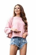 Swetry damskie - Merribel Xmasin Pink sweter damski - miniaturka - grafika 1