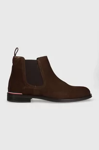 Tommy Hilfiger sztyblety zamszowe CORE RWB HILFIGER SUEDE CHELSEA męskie kolor brązowy FM0FM04757 - Botki męskie - miniaturka - grafika 1