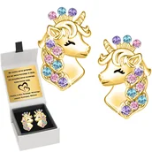 Biżuteria dla dzieci - ZŁOTE KOLCZYKI JEDNOROŻCE DLA DZIEWCZYNKI GRAWER - miniaturka - grafika 1