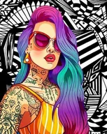 Zabawki kreatywne - Diamentowa Mozaika Kobieta W Tatuażach 30x40 - miniaturka - grafika 1