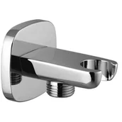 Akcesoria do armatury i ceramiki - OMNIRES Przyłącze kątowe mosiężne z uchwytem na słuchawkę, chrom 8879 - miniaturka - grafika 1