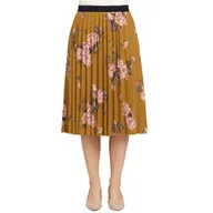 Spódnice - Spódniczka plisowana musztardowa w róże - miniaturka - grafika 1