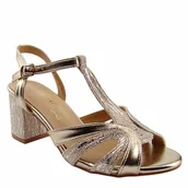 Sandały damskie - S.Barski PL51-420 damskie sandały na słupku eleganckie złote - miniaturka - grafika 1