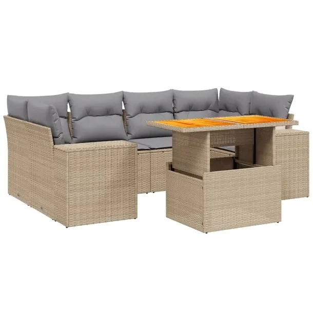 Zestaw wypoczynkowy ogrodowy beżowy z rattanem PE, wymiary: 62x62x69 cm