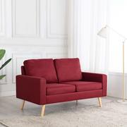 Sofy i kanapy - vidaXL 2-osobowa sofa, kolor czerwonego wina, tapicerowana tkaniną - miniaturka - grafika 1