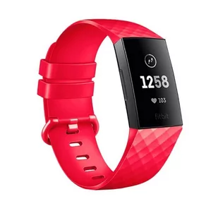 opaska pasek bransoleta SMOOTHBAND Fitbit Charge 3 / 4 czerwony - Akcesoria do smartwatchy - miniaturka - grafika 1