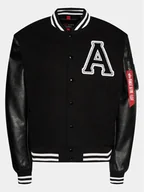 Kurtki męskie - Alpha Industries Kurtka bomber College 146111 Czarny Relaxed Fit - miniaturka - grafika 1
