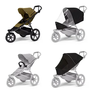 Wózek sportowy Thule Urban Glide 3 Nutria green + Pałąk bezpieczeństwa + Osłona przeciwdeszczowa + Siatka przeciw komarom - Wózki dziecięce - miniaturka - grafika 1