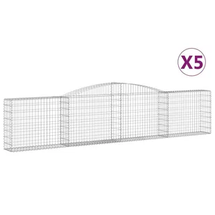 Kosze gabionowe, 5 szt, 400x30x80/100 cm, galwanizowane żelazo - Ogrodzenia - miniaturka - grafika 3