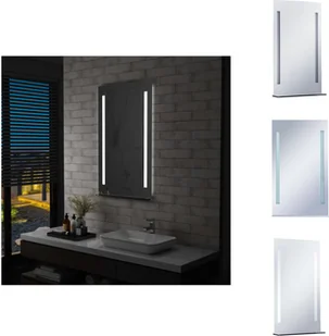 vidaXL Lustro łazienkowe z diodami LED i półką 60x100 cm - Lustro - Lustra - miniaturka - grafika 1