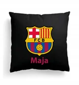 Poduszki dekoracyjne - CZARNA FOTO PODUSZKA FC Barcelona Barca + IMIĘ - miniaturka - grafika 1