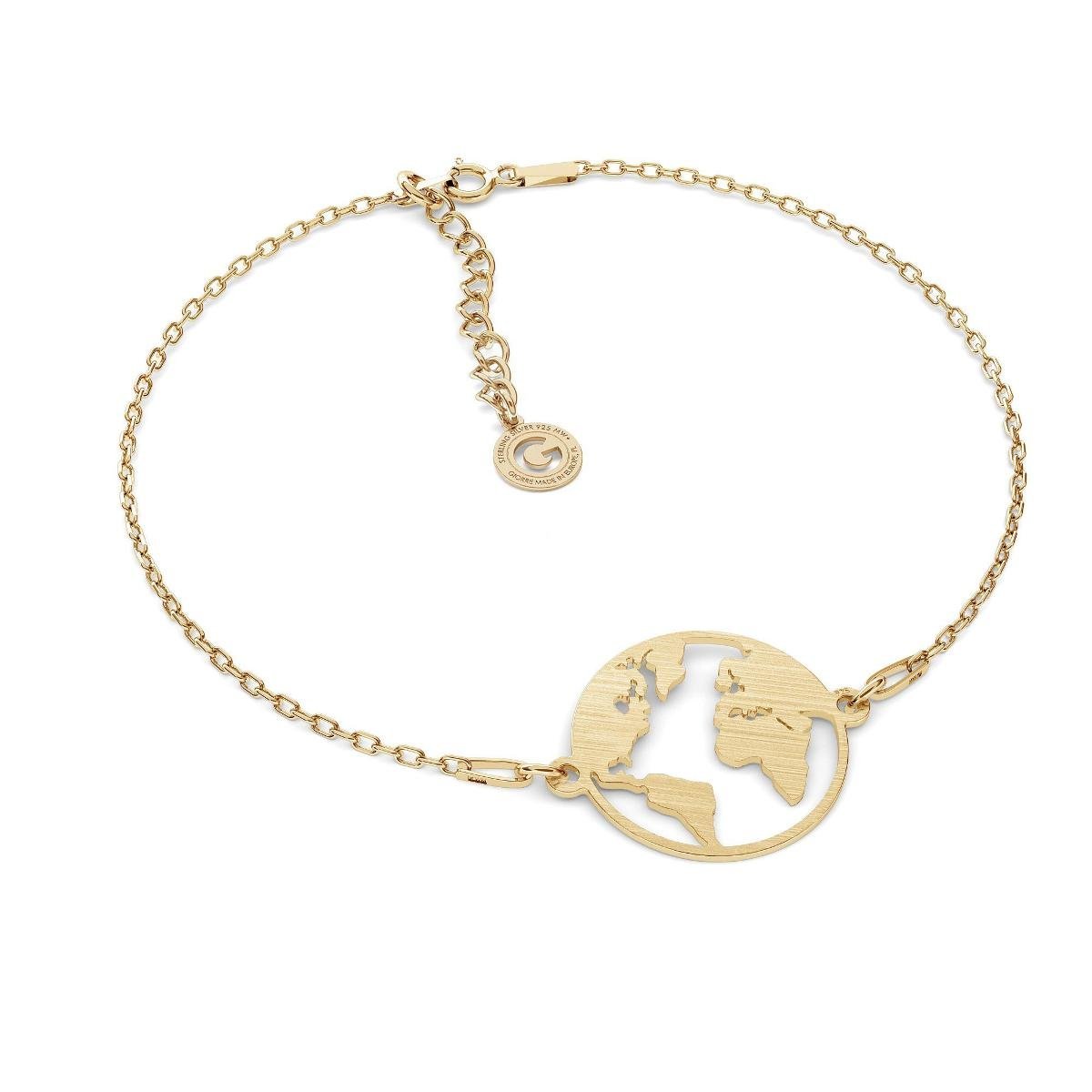 Bransoletka kula ziemska, satynowe srebro 925 : Srebro - kolor pokrycia - Pokrycie żółtym 18K złotem