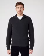 Swetry męskie - Wrangler Half Zip Knit Męski Sweter Klasyczny Rozpinany Logo Dark Grey W8D0Pjx06-Xl - miniaturka - grafika 1