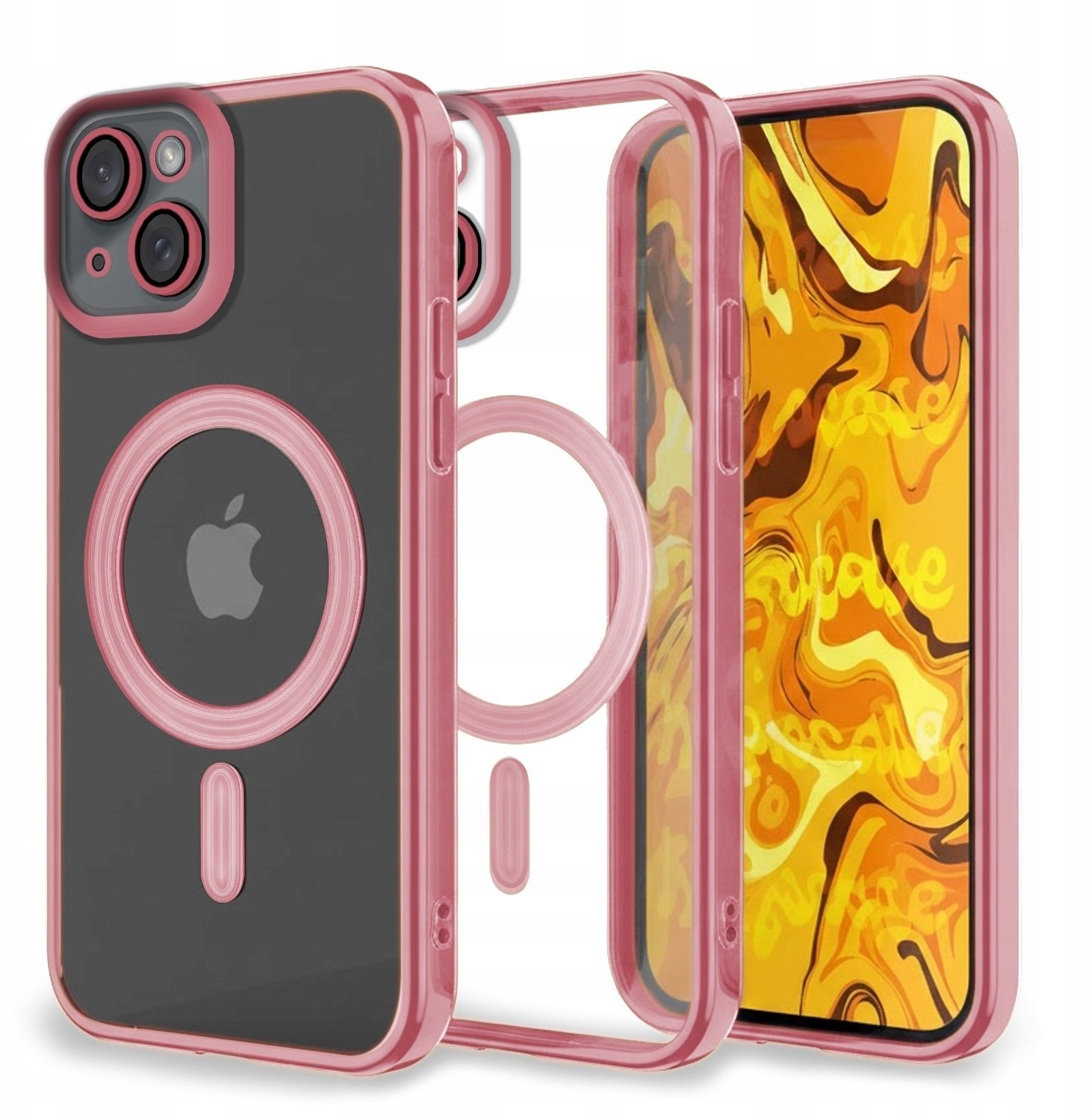 Etui Do Apple iPhone 14 Do Magsafe, Różowe, Metal, Clear, Ochronne, Case