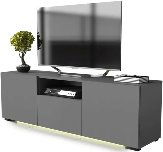 szafka rtv pod telewizor komoda tv 150 szara matowa szary mat LED