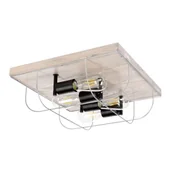 Lampy sufitowe - Britop LAMPA sufitowa NETUNO 92074457 industrialna OPRAWA druciana vintage drewno srebrna - miniaturka - grafika 1