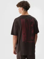 Koszulki sportowe męskie - Męski t-shirt z nadrukiem 4F 4FWAW24TTSHM1654 - brązowy - miniaturka - grafika 1