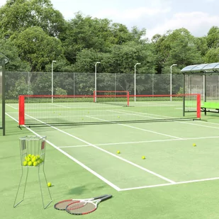 vidaXL Siatka do tenisa, czarno-czerwona, 600x100x87 cm, poliester - Tenis ziemny - miniaturka - grafika 1