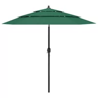 Parasole ogrodowe - vidaXL 3-poziomowy parasol na aluminiowym słupku, zielony, 2,5 m 313861 - miniaturka - grafika 1