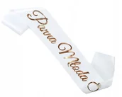 Gadżety na imprezę - SZARFA PANNA MŁODA BIAŁA ZŁOTA WIECZÓR PANIEŃSKI [61E] - miniaturka - grafika 1