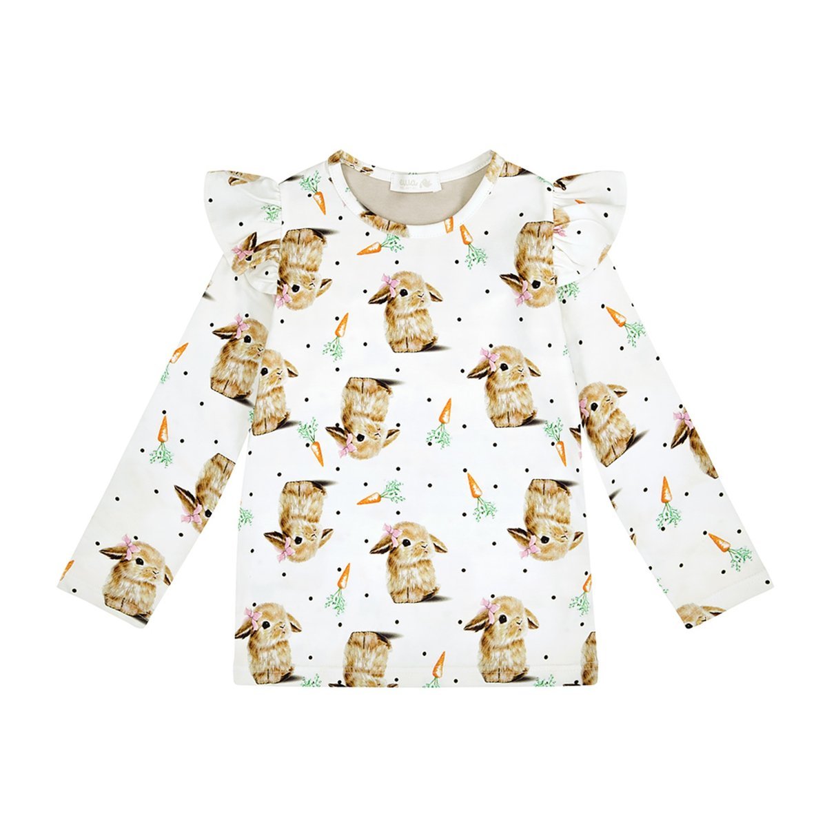 Bluzka z falbanką, długi rękaw Króliczek 104