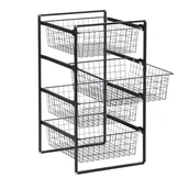 Szafy i regały magazynowe - System przechowywania z 4 drucianymi koszami, 450 x 500 x 730 mm, czarny - miniaturka - grafika 1