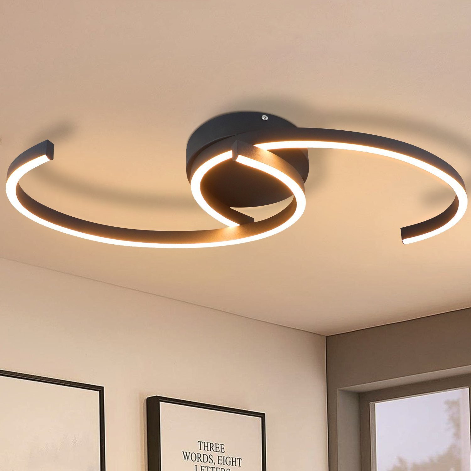 ZMH lampa sufitowa LED lampa sufitowa do salonu: biała lampa do salonu 25W 3000K ciepła biała lampa designerska 2 księżycowa lampa kuchenna lampaReplika acyjna lampa do sypialni