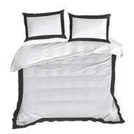 Pościel - Eurofirany Pościel satynowa 220x200 Laura biała czarna z ozdobną kantą - miniaturka - grafika 1