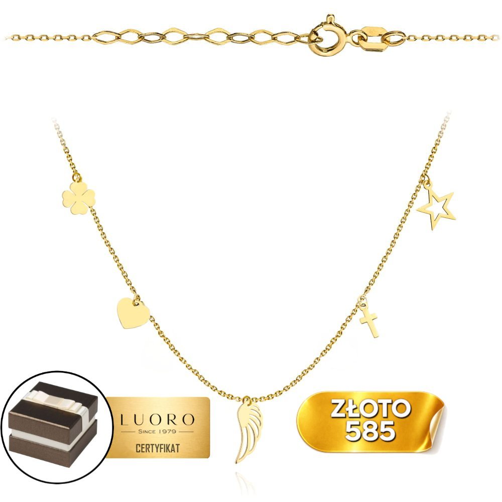 NASZYJNIK ZŁOTY 585 14K CELEBRYTKA KSIĘŻYC KONICZYNKA 43 CM ELEGANCKI