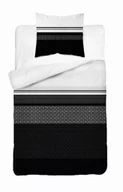 Pościel - Detexpol Pościel satynowa 140x200 biała czarna geometria 4917 A z jedną poszewką Home Satin 80 - miniaturka - grafika 1