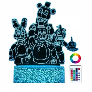 Lampka Nocna Biurkowa dla Dzieci FNAF Five Nights at Freddy's LED + Pilot - Lampy stojące - miniaturka - grafika 1