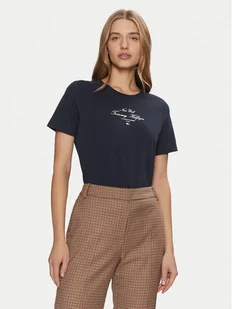 Tommy Hilfiger T-Shirt WW0WW43895 Granatowy Regular Fit - Koszulki i topy damskie - miniaturka - grafika 1