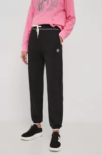 Spodnie damskie - Tommy Hilfiger spodnie dresowe bawełniane kolor czarny gładkie - grafika 1