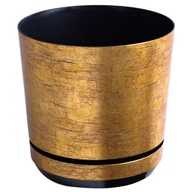 Donice - 14 cm wzór ZŁOTO ANTYCZNE * Doniczka z podstawką * klasyczna *elegancka *rustykalna * z połyskiem * z drenażem * starożytna - miniaturka - grafika 1